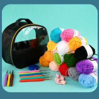 KRABALL Crochet Hook Yarn Ball Kit With Canvas Tote Bag and