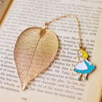 Alice Golden Hollow Leaves Cartoon Characters Bookmark Clock Key Chain Cute Rabbit Key Chain Practical Accessories Women's Gift