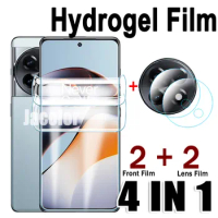 4IN1 Safety Gel Film For Oneplus Ace 2 2v Racing Pro 2PCS Screen Hydrogel Protector+2PCS Camera Lens Glass For One Plus Ace2v