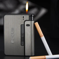 Portable Automatic Cigarette Case Metal Cigarette Boxes 10PCS Cigarette Holder Case Gadget for Men Christmas Gifts