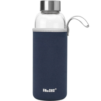 《IBILI》附套玻璃水壺(藍420ml) | 水壺 冷水瓶 隨行杯 環保杯