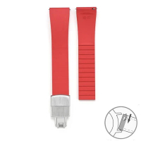 18mm 19mm 20mm 21mm 22mm FKM Fluoro Rubber Watch Band Quick Release Universal Folding Buckle Strap B