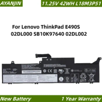 L18M3P51 L18M3P52 11.25V 42WH Laptop Battery For Lenovo ThinkPad E490S 02DL000 SB10K97640 02DL002 L18C3P51 L18S3P51