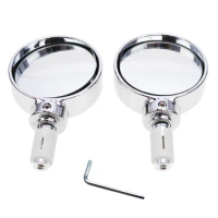 Universal Motorcycle Scooter Mirror Chrome Plated Black 22mm 7/8" Handle Bar End Rear View Side Mirrors Motorbike Accessories
