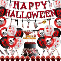 Halloween Bloody Party Decorations Scary Bloody Themed Party Supplies Kit Bloody Themed Happy Halloween Balloon Banner Kit With