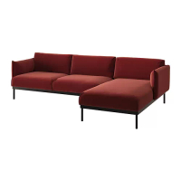 ÄPPLARYD 三人座沙發附躺椅, djuparp 紅色/棕色, 290x93x47 公分
