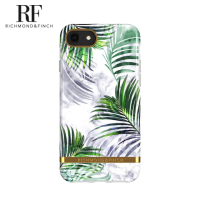 【Richmond&amp;Finch】瑞典手機殼 金線框 -白色大理石紋熱帶棕梠(iPhone SE3/SE2/8/7 4.7吋)