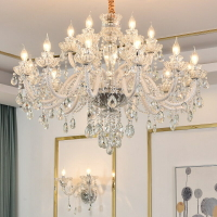歐式水晶吊燈   2023  led  客廳餐廳玻璃蠟燭溫馨臥室大氣個性燈具