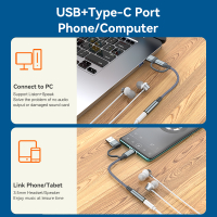 USB Type C การ์ดเสียงภายนอกอะแดปเตอร์การ์ดเสียง USBC ถึง3.5มม. หูฟังเครื่องขยายเสียงไมโครโฟนสำหรับ PC PS5 Pro Samsung