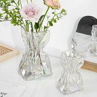【高級創意玻璃花瓶】北歐玻璃插花水養玻璃花瓶ins風璀璨盧索客廳水培插花器裝飾擺件