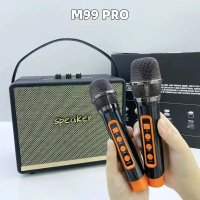 loa  M99 PRO 2 mic không dây có cổng cắm thêm mic và cổng cắm guitar mic sạc và có chọn echo trên mi