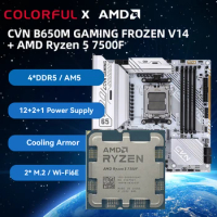 AMD Ryzen 5 7500F with COLORFUL CVN B650M GAMING FORZNE Motherboard kit 4xDDR5 2xM.2 Wifi Mainboard and R5 7500F Processor set