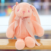 ตุ๊กตากระต่ายลายตารางหูยาวของเล่นยัดนุ่นหมอนของขวัญตุ๊กตากระต่ายสีชมพูตุ๊กตาเครื่องจับ