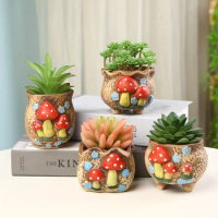 Mushroom Cute Succulent Flowerpot, Ceramic Horticultural Bonsai Potted Plant, Succulent Plant Flowerpot Ceramic