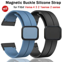 Magnetic Buckle Strap for Versa 4 3 2 1 Versa Lite Silicone Band for vesa sense 2/sense Sports correa watchband for FITBIT watch