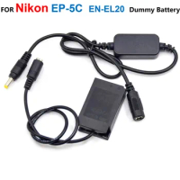 EP-5C Coupler EN-EL20 ENEL20 Fake Battery+EH-5 12V-24V Step-Down Power Charger Cable For Nikon 1J1 1J2 1J3 1S1 1AW1 1V3 P1000