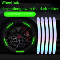 20pcs Car Wheel Hub Reflective Sticker Tire Rim Reflective Strips Luminous for Night Driving Car Bike Motorcycle Wheel Sticker