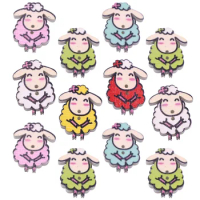 50 Pcs Button Multicolored Sheep Shaped Button Buttons For Jeans Decorate Bamboo Cartoon Wooden
