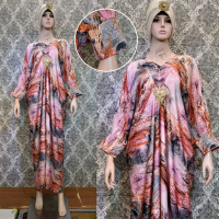 Kaftan Hermez Silk Armany Motif Premium | Kaftan Dress Lebaran Premium | Raya Collection - Modeluv