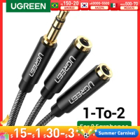 UGREEN 3.5mm Aux Cable Jack 3.5 Splitter Audio Cable for Xiaomi Laptop Computer 3.5 Male to 2Jacks Female Audio Extension Cable