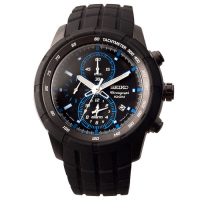 SEIKO 自我極限鬧鈴賽車錶-黑x藍(SNAD87P1)45mm