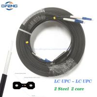 Outdoor fiber LC UPC 2 Steel 2 core 200m fiber optic drop cable patch cord SM G657A Fiber Optic Patch Cord Cable jumper