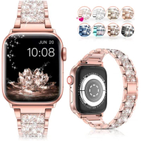 Women Metal Strap for Apple Watch SE 6 7 40mm 44mm 41mm 45mm Band iWatch Series 5 4 3 38mm 42mm Diamond Sparkle Watch Band