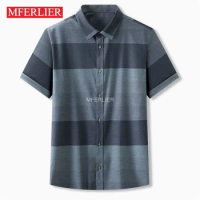 Summer Oversized Shirt 7XL Bust 146cm 5XL 6XL Plus Size Striped Men Shirt
