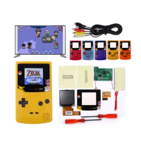 2.2 Inches TV Version Protective Pikaqiu Len High Light Backlit LCD Kits + Housing Shell Cases For Game Boy Color GBC Console
