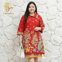 LANGITJUA - Tunik Batik Size Super Jumbo | Baju Kerja Busui Friendly LD 125 LD 130 LD 135 4XL Burung