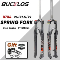 BUCKLOS Bike Suspension Fork 26'' 27.5'' 29'' Mountain Bicycle Spring Fork Travel 100mm MTB Front Fork Cycling Accessories