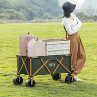 Large Capacity Home Garden Carts Outdoor Shopping Fishing Stroller Foldable Picnic Hand-pulled Trolley Travel Camping Trailer