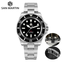 San Martin 40mm GR5 Titanium Luxury Men Diving Watch Helium Device Automatic Mechanical Watches Sapphire BGW-9 Waterproof 300m
