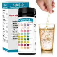 9 Parameter Urine Test Strips For Urinalysis 100ct Tests For Leukocytes Nitrite Urobilinogen Protein PH Ketone Glucose