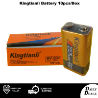 Kingtianli Heavy Duty 9V Alkaline Battery/Bateri Alkaline 9V Kingtianli [1Box-10Pcs]