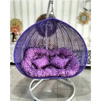 ZS - KURSI AYUNAN GANTUNG ROTAN SINTETIS BENTUK PEAR UKURAN JUMBO FULL BUSA / PEAR HANGING CHAIR 2 S