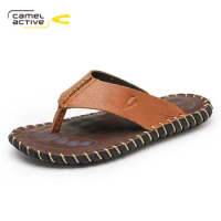 Camel Active New Brand Shoes Summer Flip Flops Men's Sandals Designer Genuine Leather Men Cowhide Fashion Man Beach Slippers