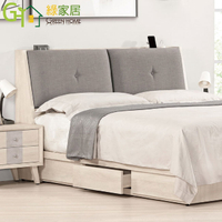 【綠家居】多娜特 橡木紋5尺雙人棉麻布床頭箱(不含床底＋不含床墊)