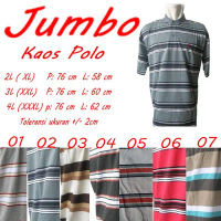 Kaos kerah belang belang jumbo bahan katun ukuran 3L dan 4L