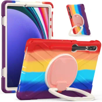 Rotary Handle Stand Case for Samsung Galaxy Tab S9 FE+ 5G Hybrid Shockproof Cover S9FE Plus SM-X616 X610 12.4" Anti-fall Holder