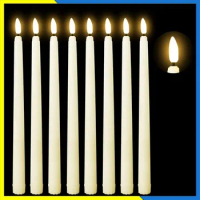 6Pcs LED Flameless Flickering Taper Candles 3D Wick Candles Lamp Tea Lights Wedding Home Decor Battery Operated