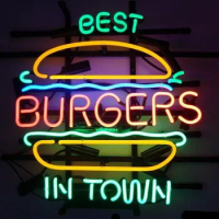 burgers neon sign Handcrafted Light Bar Beer Pub Club signs shop Business Signboard diet buffet food diner break 19"x15"