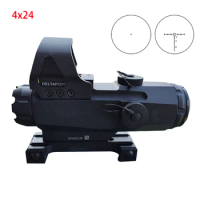 Tactical HAMR Scope 4x24mm Rifle Scope Magnifier Red Dot Sight Night Hunting Scopes