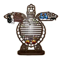 Kids Earring Holder Wood Animal Jewelry Organizer Cute Sea Turtle Shaped Table Top Tower Rack Wooden Holes Jewelry Holder For