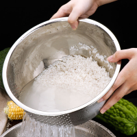 淘米器304不銹鋼洗米篩子廚房淘米盆家用加厚瀝水籃洗菜水果籃子