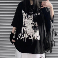 CODเสื้อยืด gwen awkward เสื้อยืดผู้หญิง Oversized Emo Punk Summer Top สไตล์ดาร์ก Aesthetic Fairy Gr
