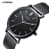 Sinobi Fashion Quartz Clock Business Men Watch Luxury Waterproof Steel Watches Unisex Ultra Thin Wrist Watch Clock Reloj Hombre
