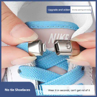 Shoelaces for Sneaker Press Lock No Tie Shoe Laces Without Ties Elastic Shoe Lace 8MM Widened Flat Shoelace for Shoes Kids Adult