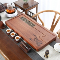 晟窯花梨木茶盤家用整塊實木茶海簡約電木款茶盤長方形排水式托盤