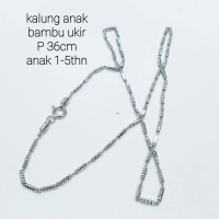 Kalung anak bambu ukir perak/silver 925 lapis emas putih UKR